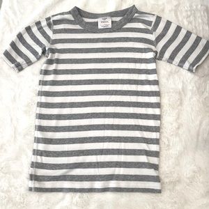 Hanna Andersson Striped Long John Pajama Top, Heather Grey and White, US 12